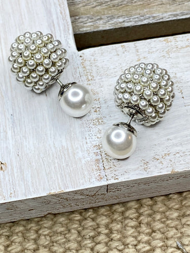 Reversed Pearl Pave Double-sided  Earrings - Stardust & Moonstone