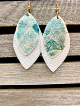 Load image into Gallery viewer, Turquoise/ White Suede &amp; Leather Earrings - Stardust &amp; Moonstone
