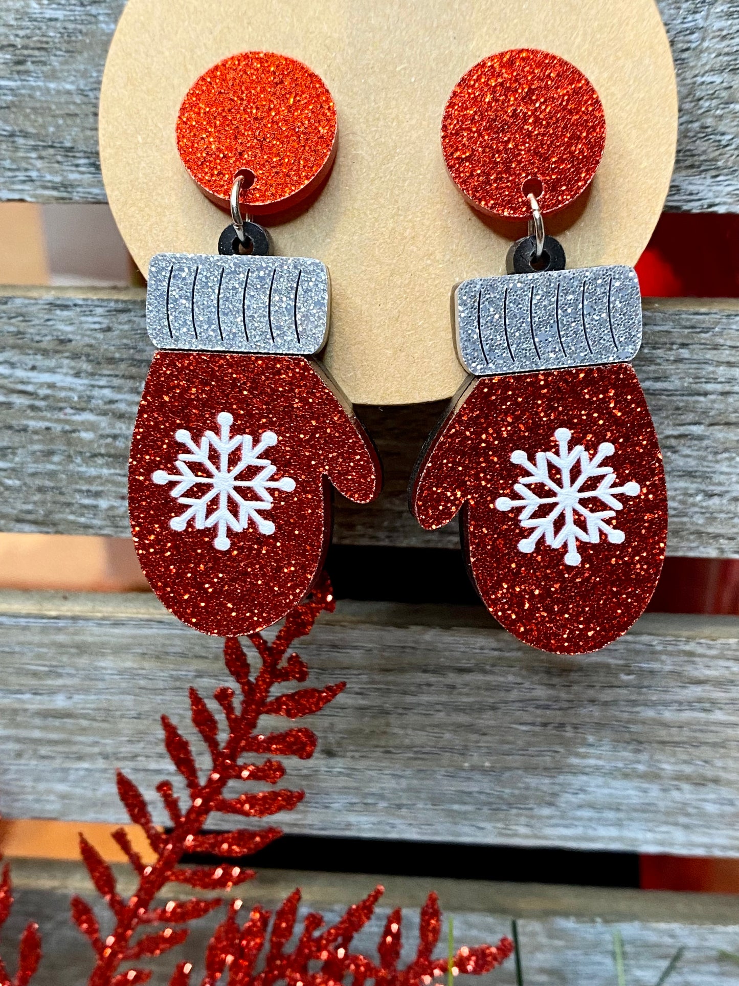 Red Mitten Dangle Earrings