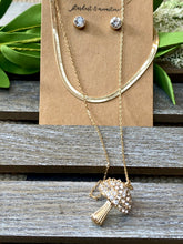 Load image into Gallery viewer, Double Layer Mushroom Necklace Set - Stardust &amp; Moonstone
