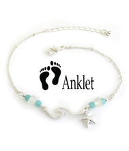 Load image into Gallery viewer, Wave Anklet with Seaglass Beads
