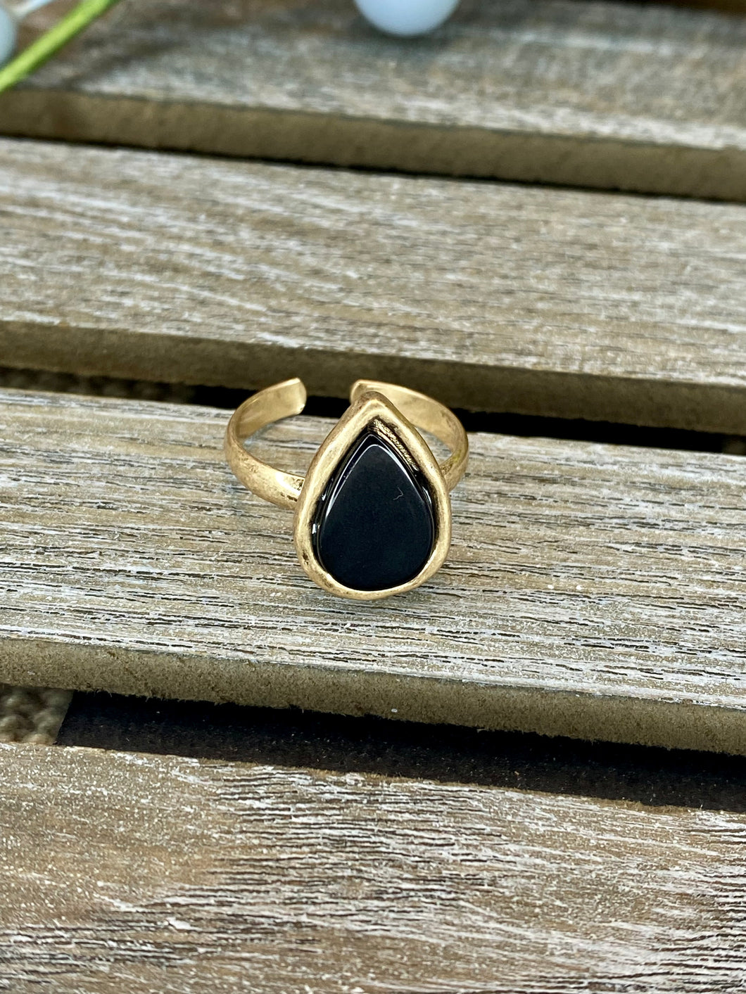 Jet Black Stone Ring