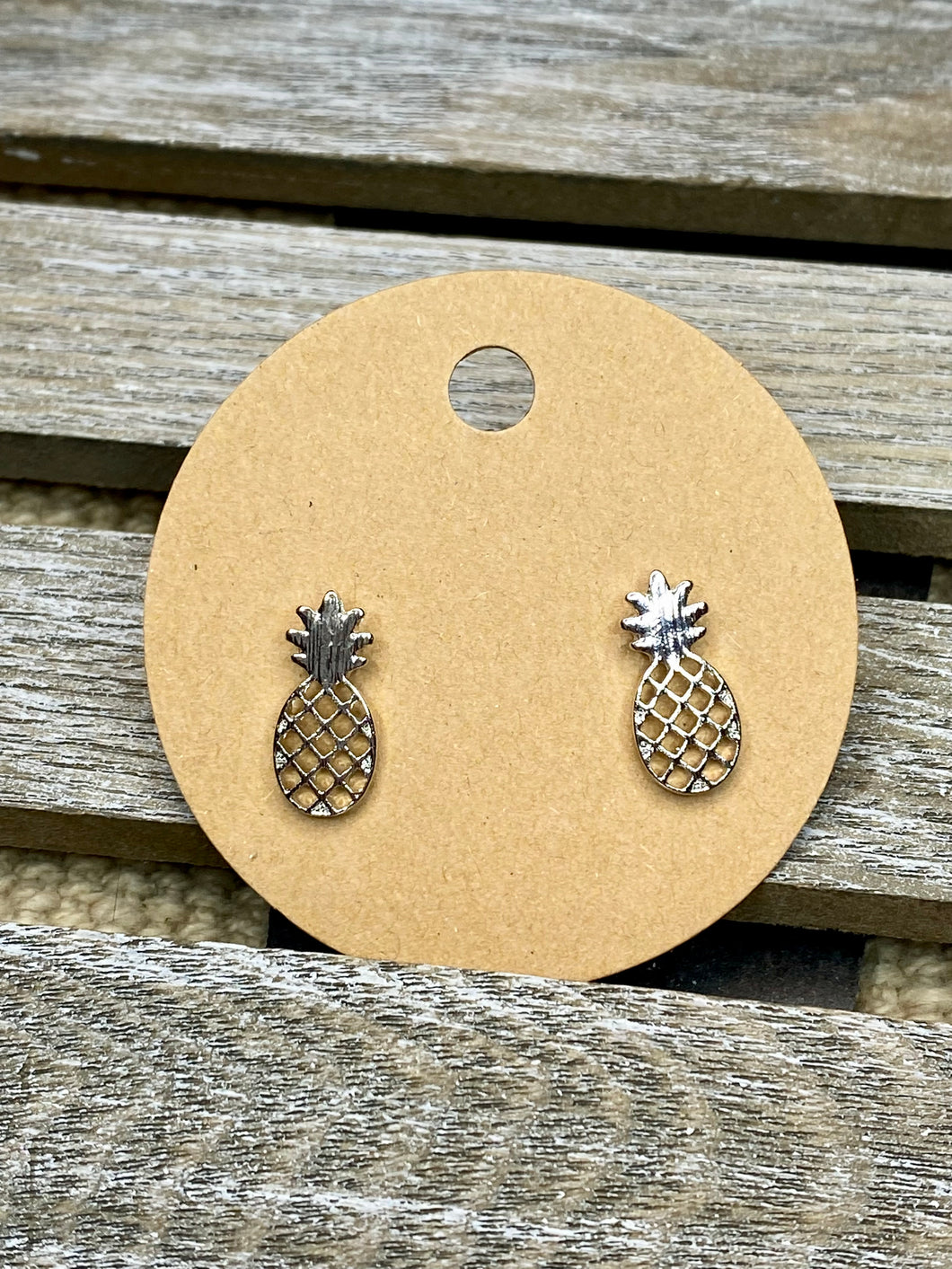 Pineapple Stud Earrings - Stardust & Moonstone