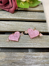 Load image into Gallery viewer, Glittering Valentine Heart Earrings in Pink or Red
