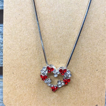 Load image into Gallery viewer, Red &amp; Clear Crystal Heart Necklace - Stardust &amp; Moonstone
