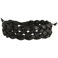 Load image into Gallery viewer, Braided Black Leather Mens Bracelet - Stardust &amp; Moonstone

