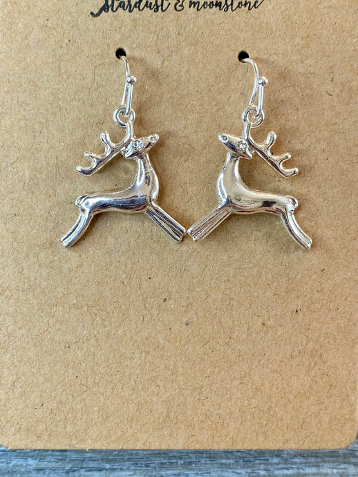 Silver Reindeer Earrings - Stardust & Moonstone