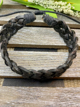 Load image into Gallery viewer, Braided Black Leather Mens Bracelet - Stardust &amp; Moonstone
