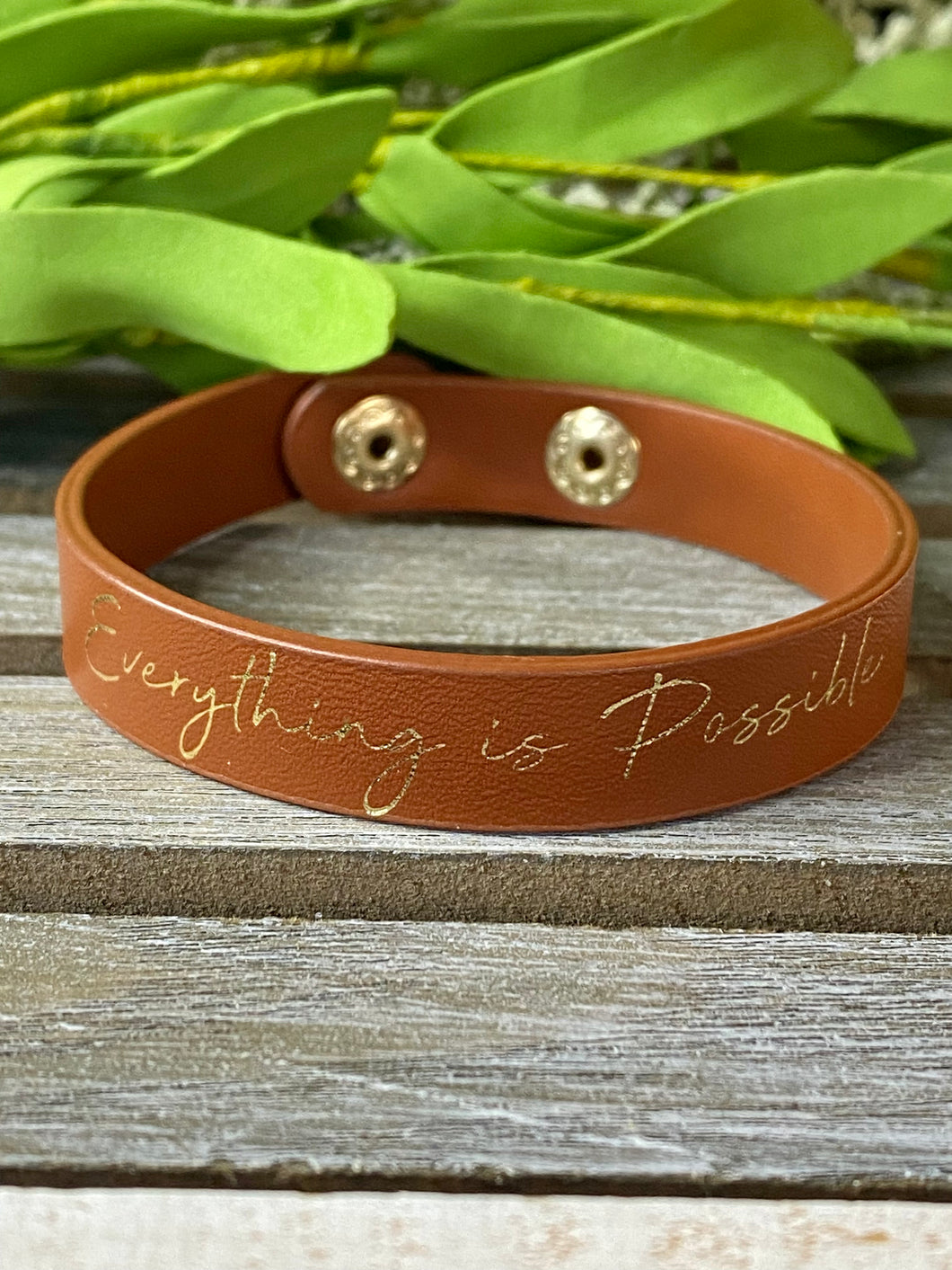 Everything Is Possible Inspirational Leather Bracelet