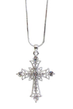 Load image into Gallery viewer, Crystal Cross Pendant Necklace - Stardust &amp; Moonstone
