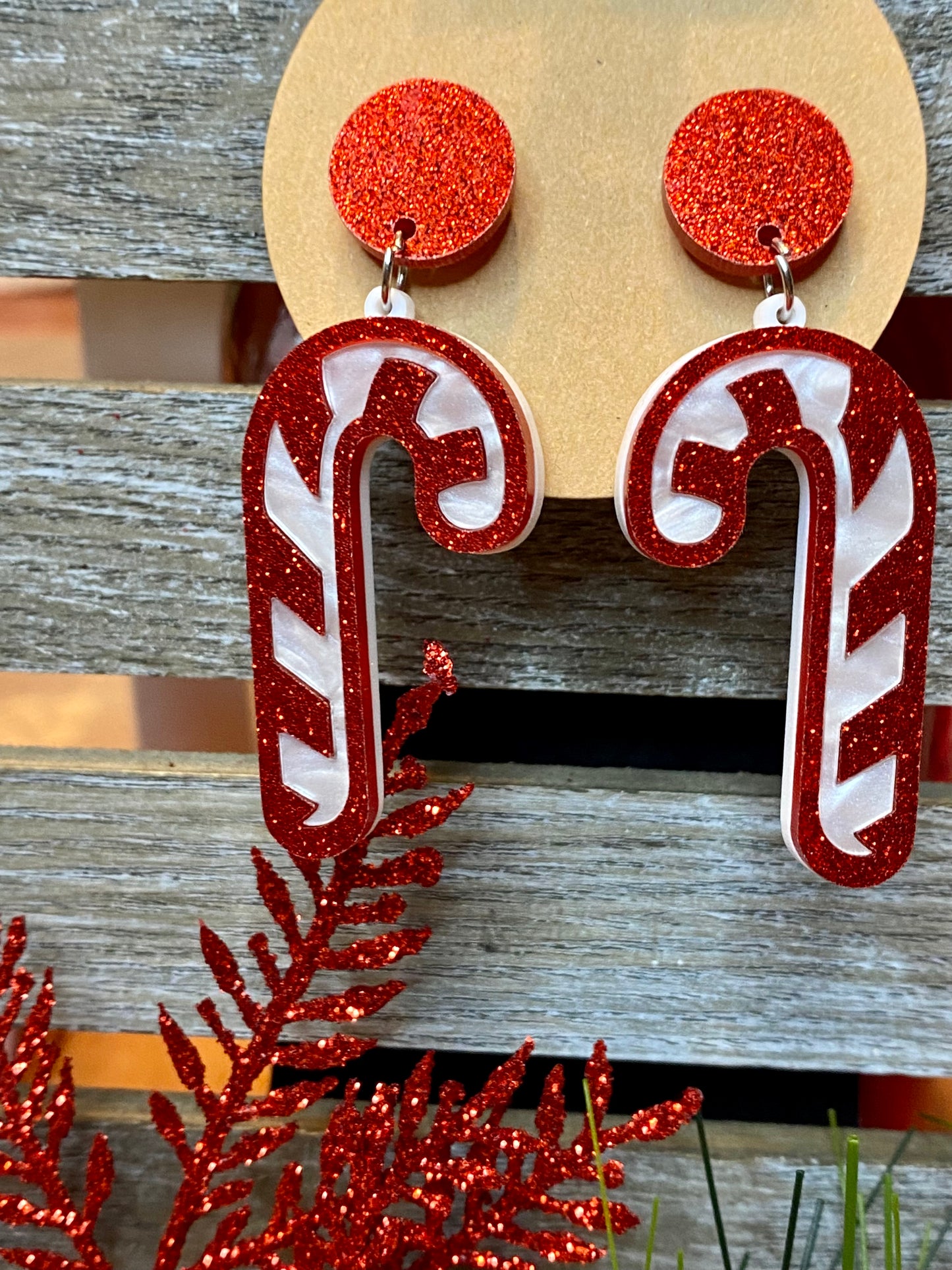 Glitter Candy Cane Earrings