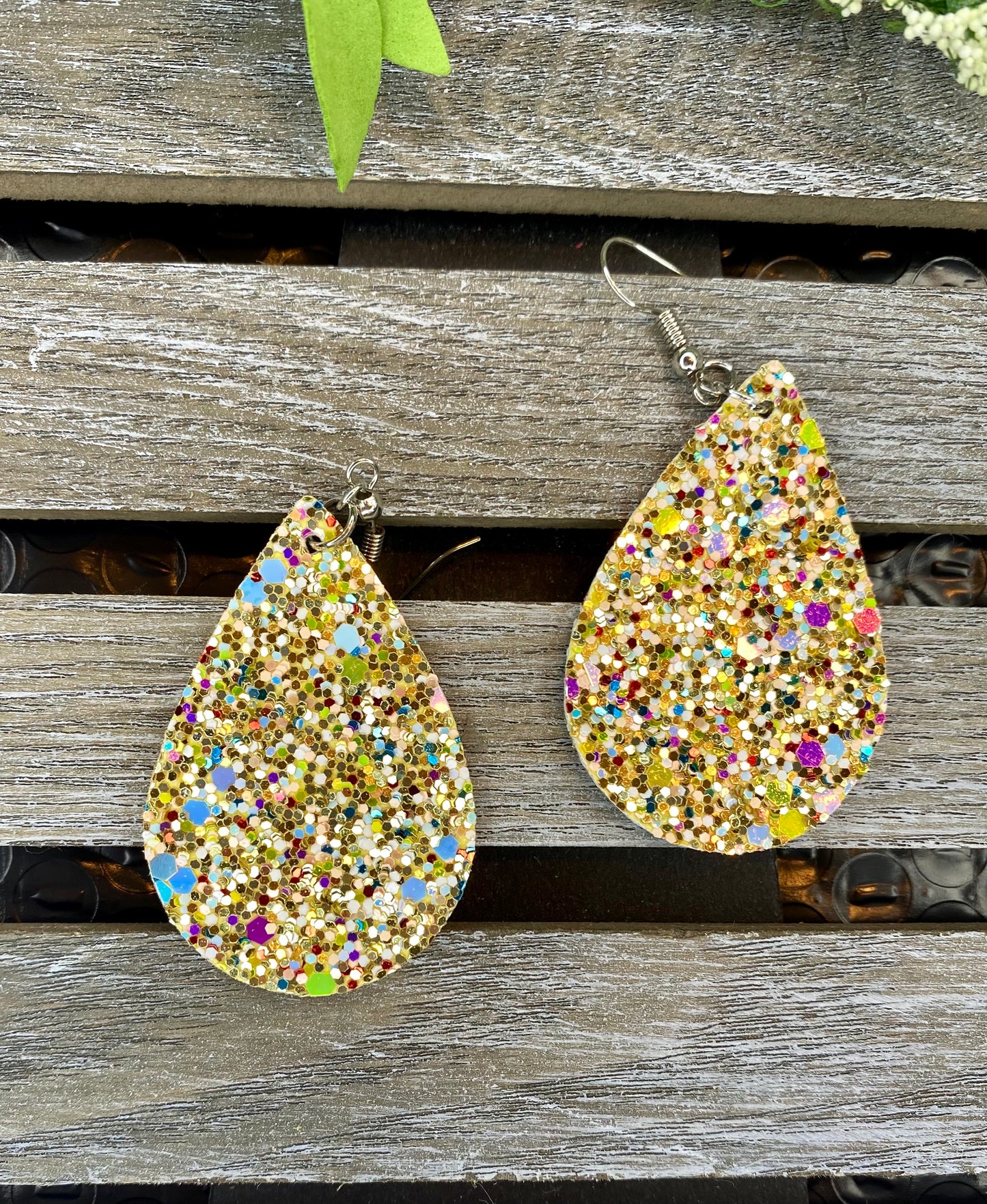 Glitter Teardrop Earrings - Various Colors - Stardust & Moonstone