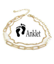 Load image into Gallery viewer, Gold Chain Anklet with Pearl Accents
