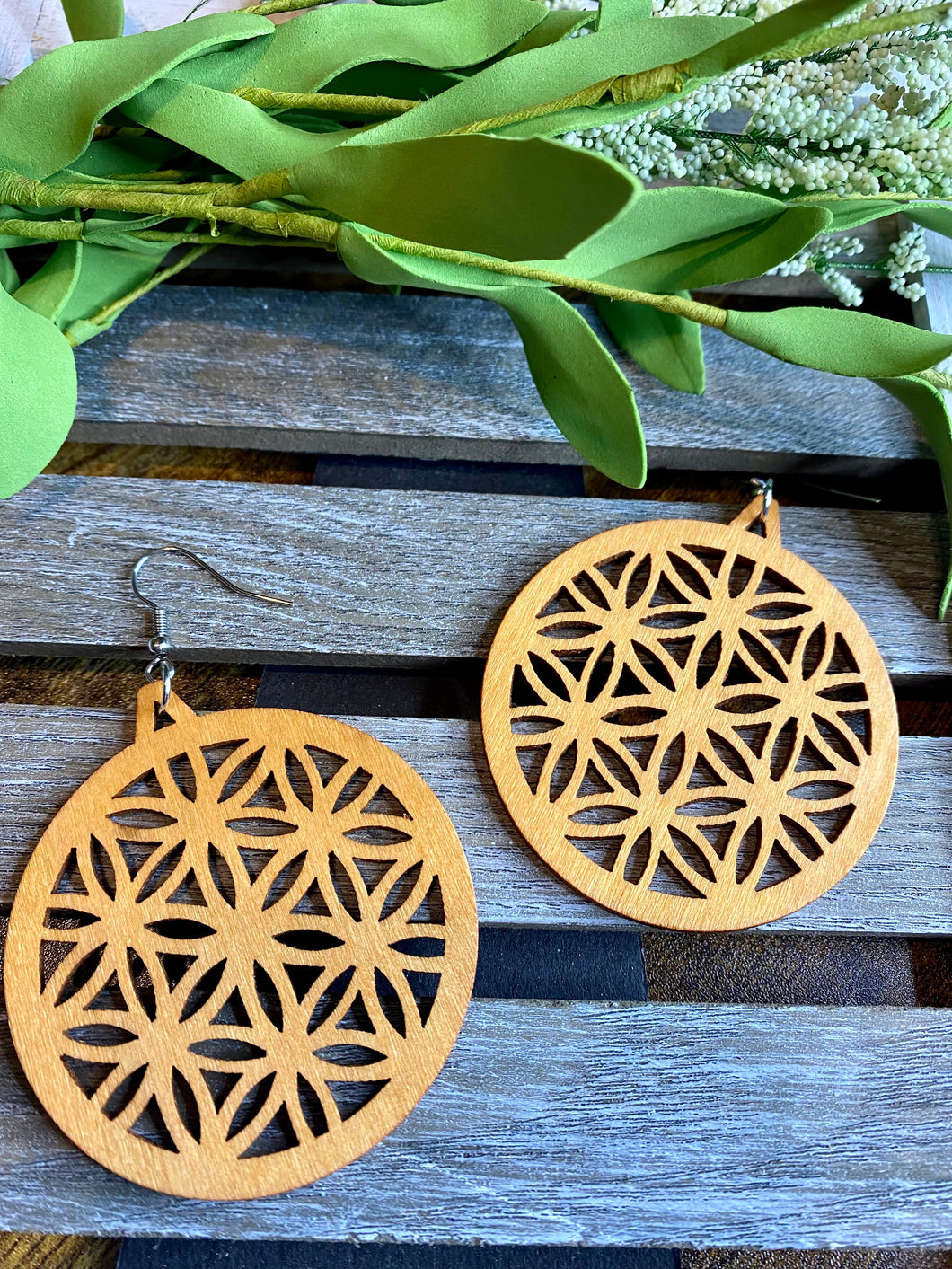 Wooden Circle Earrings in Natural or Dark Shades