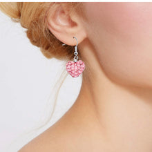 Load image into Gallery viewer, Pave Crystal Heart Earrings - Stardust &amp; Moonstone
