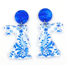 Load image into Gallery viewer, Blue Bunny Spring Earrings
