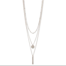 Load image into Gallery viewer, Delicate Silvertone 3 Tier Necklace - Stardust &amp; Moonstone
