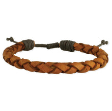 Load image into Gallery viewer, Vintage Brown Leather Braided Mens Bracelet - Stardust &amp; Moonstone
