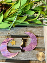 Load image into Gallery viewer, Crescent Moon Asymmetrical Acrylic Earrings
