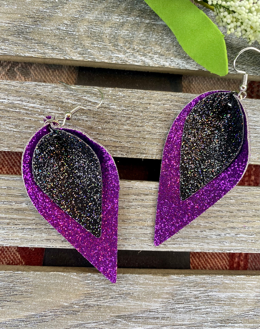 Glitter Layered Halloween Earrings - Stardust & Moonstone