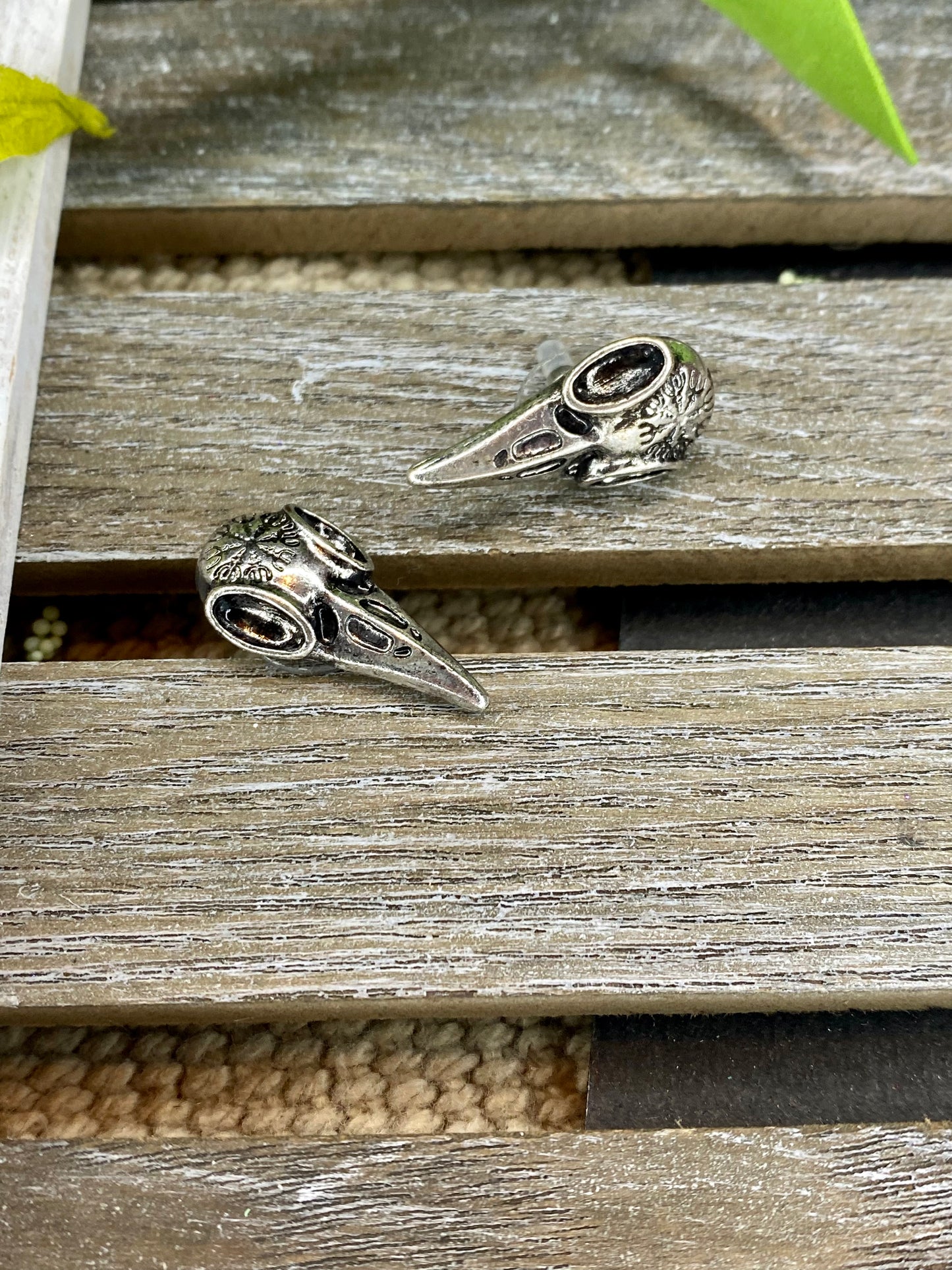 Mystical Crow/Raven Skull Earrings - Stardust & Moonstone
