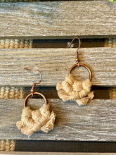 Load image into Gallery viewer, Nude &amp; Copper Mini Handmade Macrame Earrings
