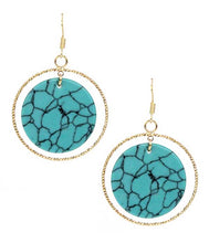 Load image into Gallery viewer, Turquoise &amp; Goldtone Disc Earrings - Stardust &amp; Moonstone
