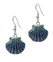 Load image into Gallery viewer, Blue Ombre Seashell Earrings - Stardust &amp; Moonstone
