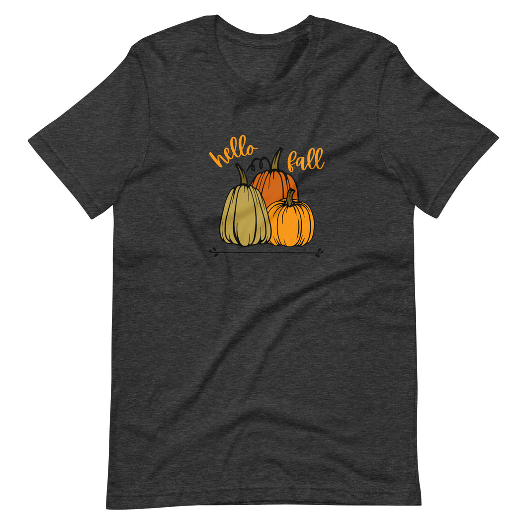 Hello Fall Unisex Pumpkin T-shirt 5 color options