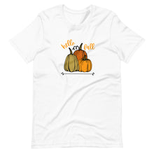 Load image into Gallery viewer, Hello Fall Unisex Pumpkin T-shirt 5 color options
